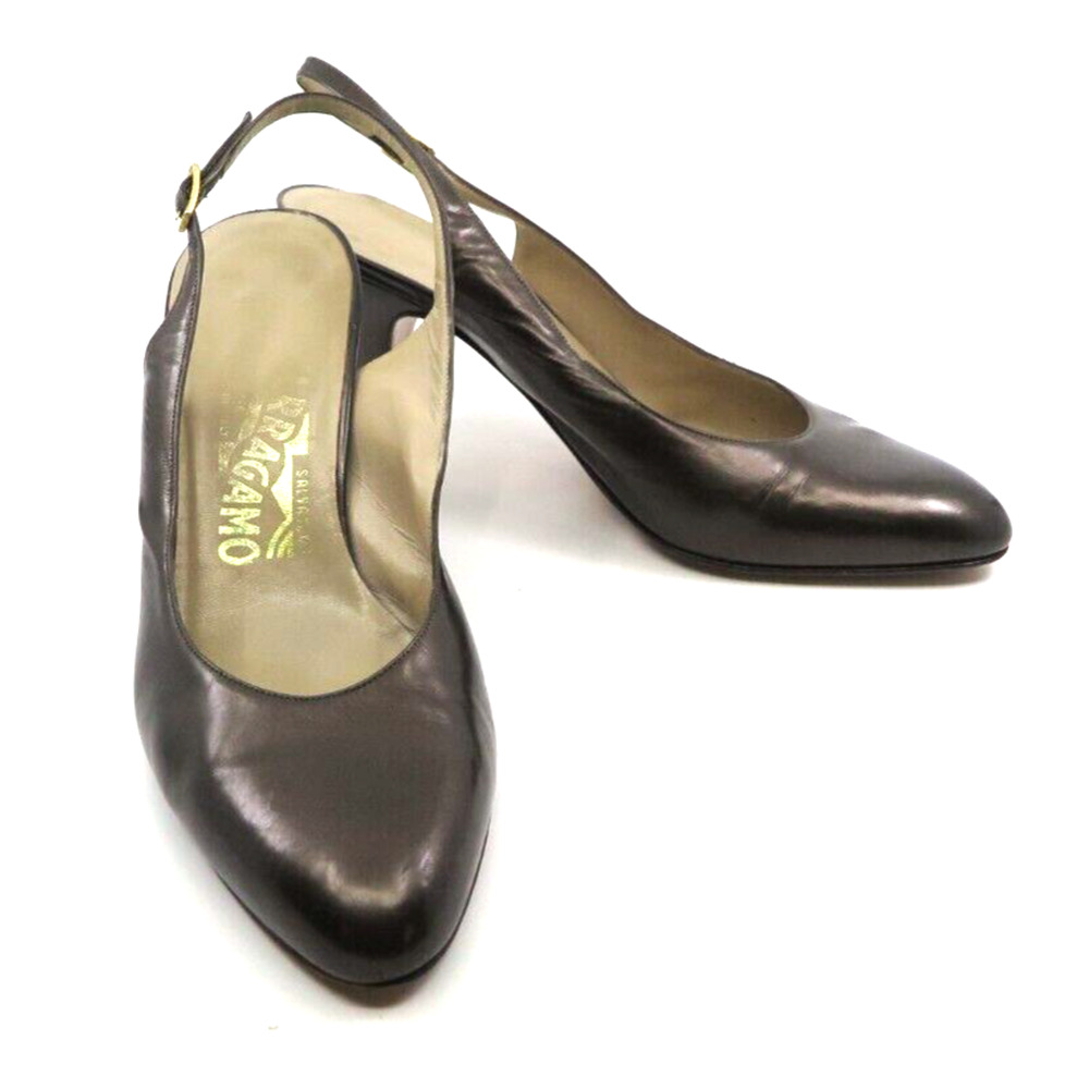 Salvatore Ferragamo Shoes 8 B Bronze patent leather Sling Back Heel